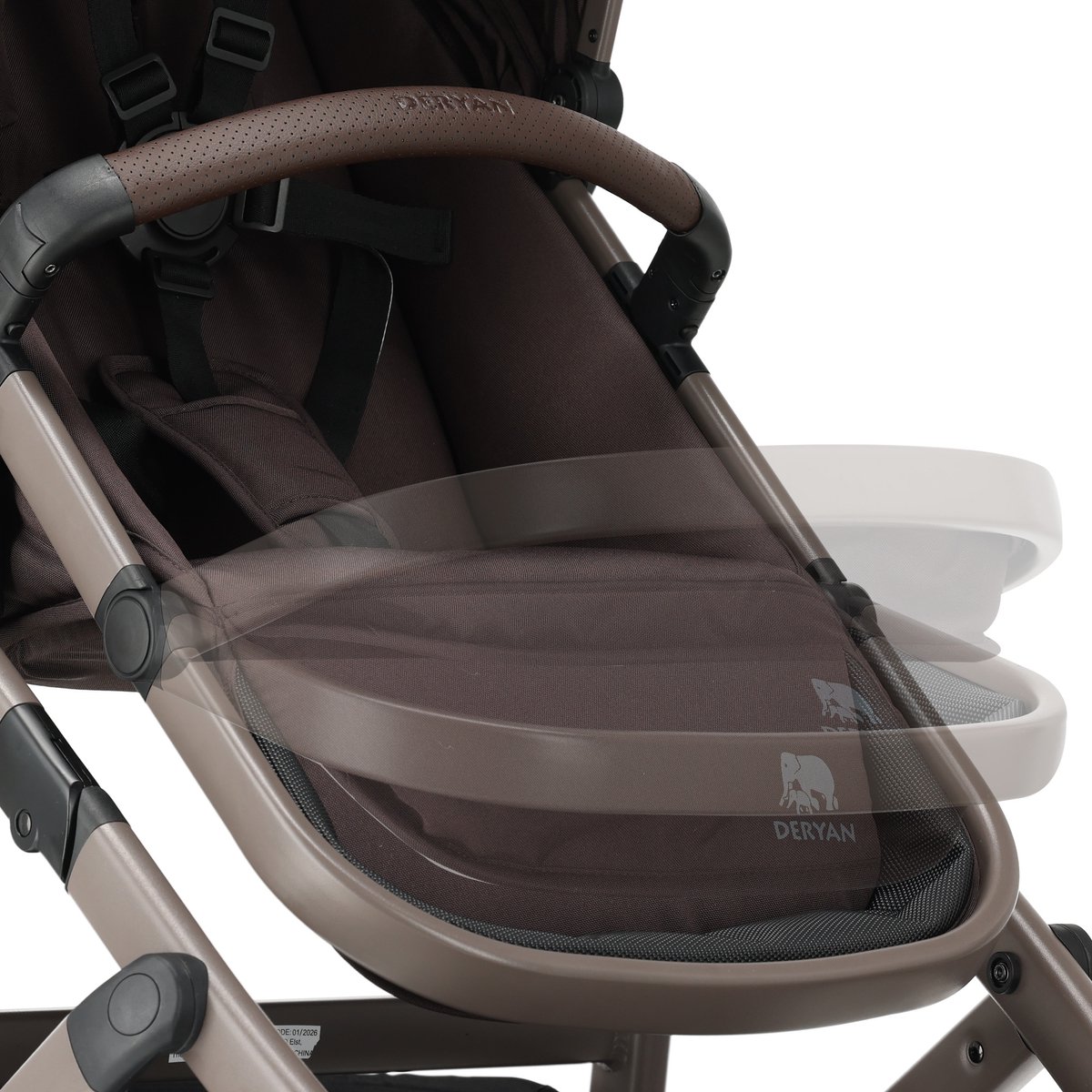DERYAN Evy V3 Duo Kinderwagen - Uitbreidbaar met Reiswieg - Chocolade - afbeelding 3