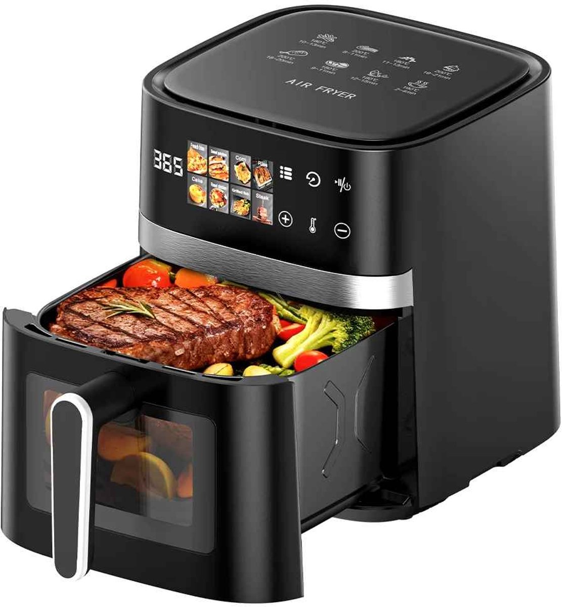 Casa Living Luxe Airfryer - Met 8 Programma's - Gezond koken tot 200 °C - LED-Scherm en Kijkvenster - 5,5L - Zwart Design
