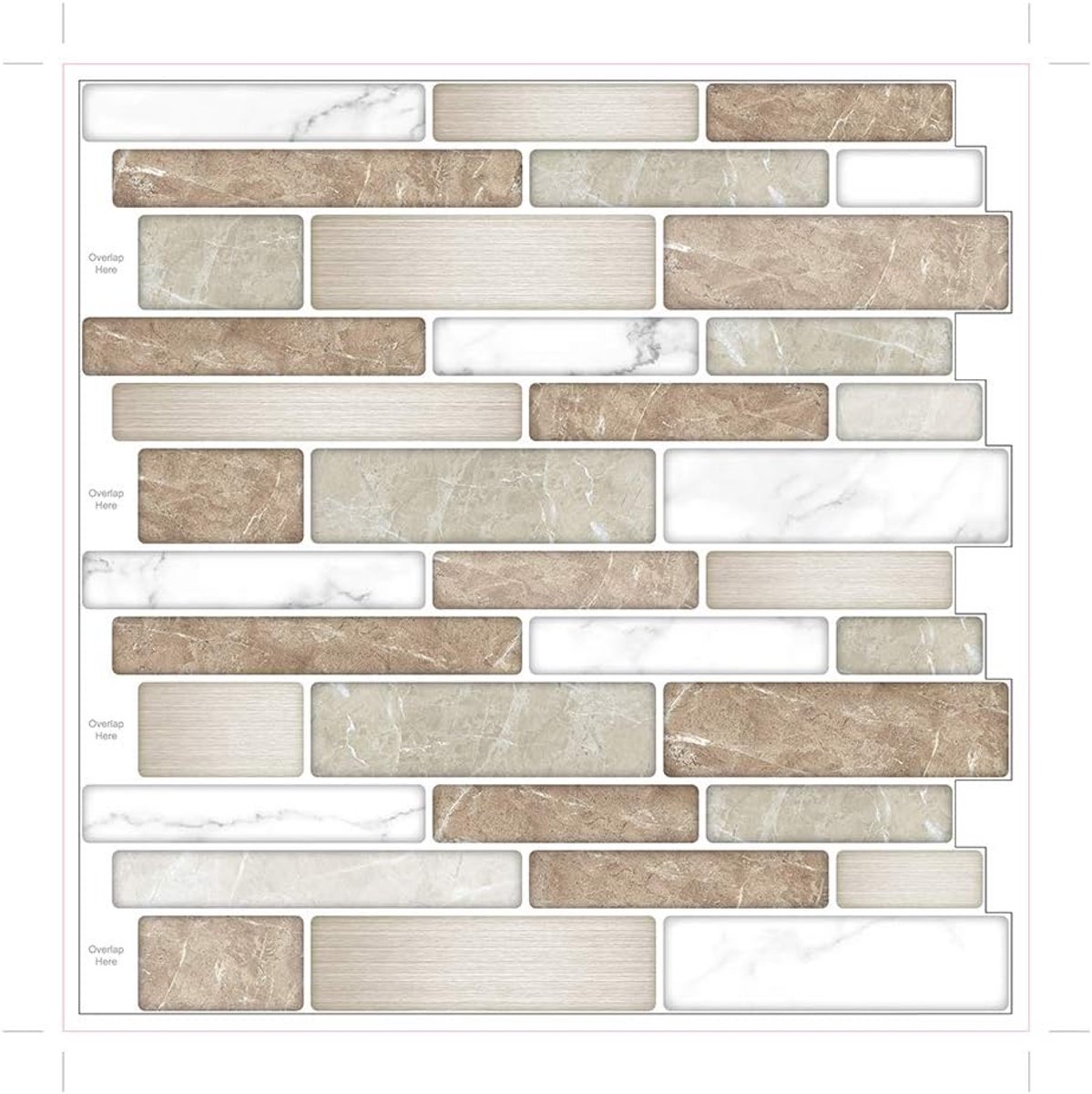 10-Sheet Peel and Stick Tiles - Premium 3D Tiles Backsplash voor Keuken - Vinyl Decoratieve Waterdichte Wandpaneel met Marmerontwerp
