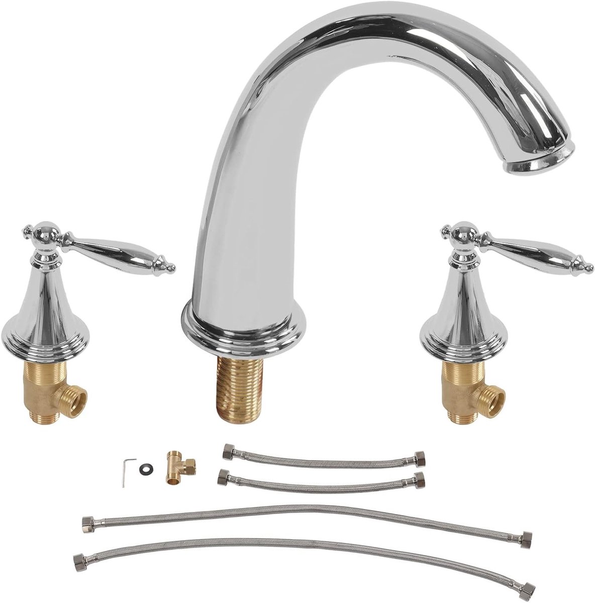 Vintage Dubbele Handgreep Wastafelmengkraan van Volkoper, Badkamerkraan voor Warm en Koud Water met 3 Openingen