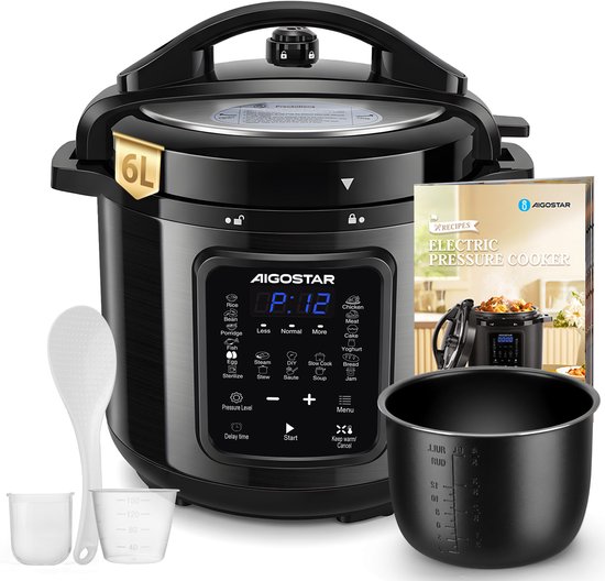 Aigostar Derrick Slow Cooker 6L - Multicooker Zwart