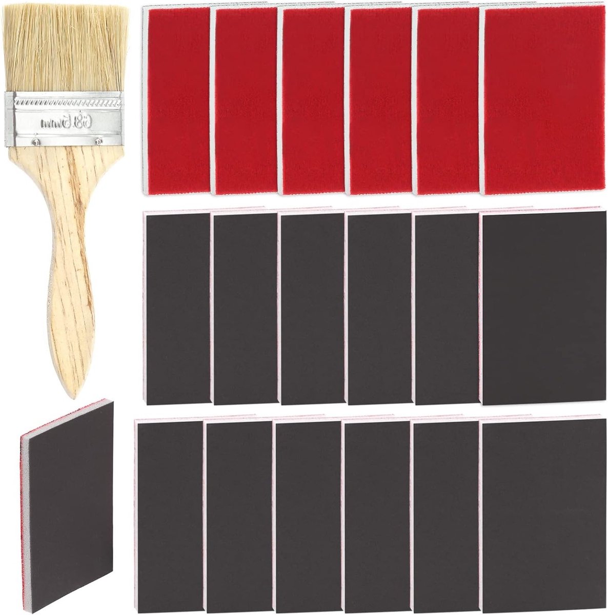 21 Stuks Schuurpads en Schuursponsjes - 1200-1500 Grit, Wasbaar, Flexibel en Geschikt voor Nat en Droog Schuren met 2,5 Inch Verfkwast