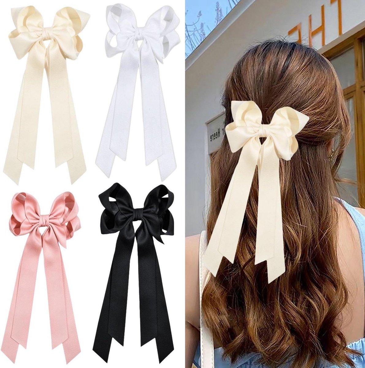 Satin Haarspelden Set van 4 Stuks - Elegante Haaraccessoires voor Vrouwen, Perfect voor Diverse Kapsels en Styling Tools