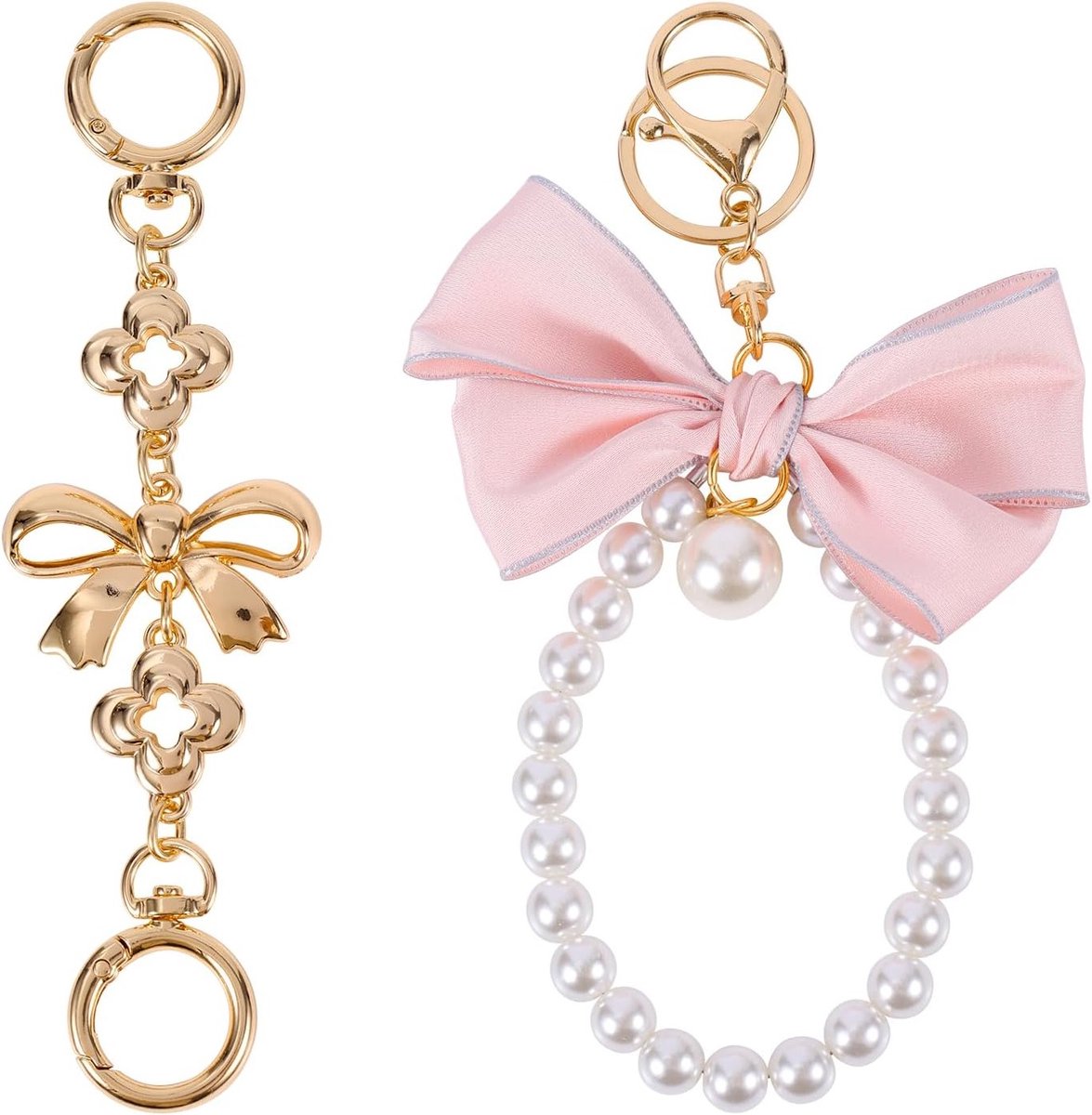 Elegante Tasverlengingsketting voor Dames met Parels en Strik, Ideaal voor Handtassen en Portemonnees Decoratie Accessoire