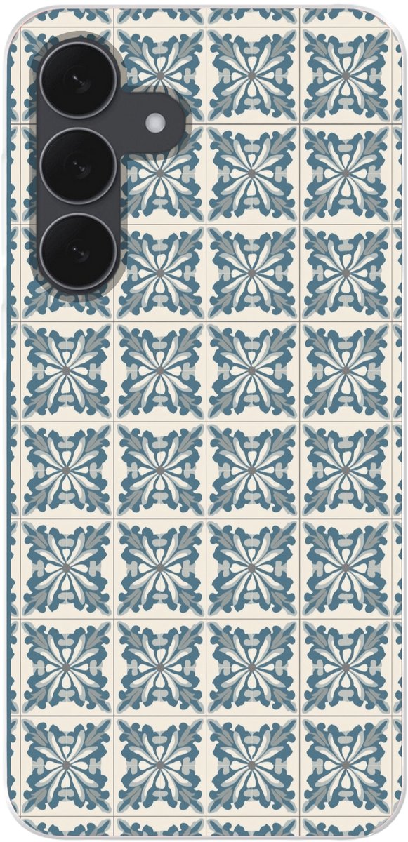 Telefoonhoesje Geschikt voor Samsung Galaxy S25 FE hoesje - Dessin - Tegel - Blauw - Siliconen Telefoonhoesje Telefoonhoesje