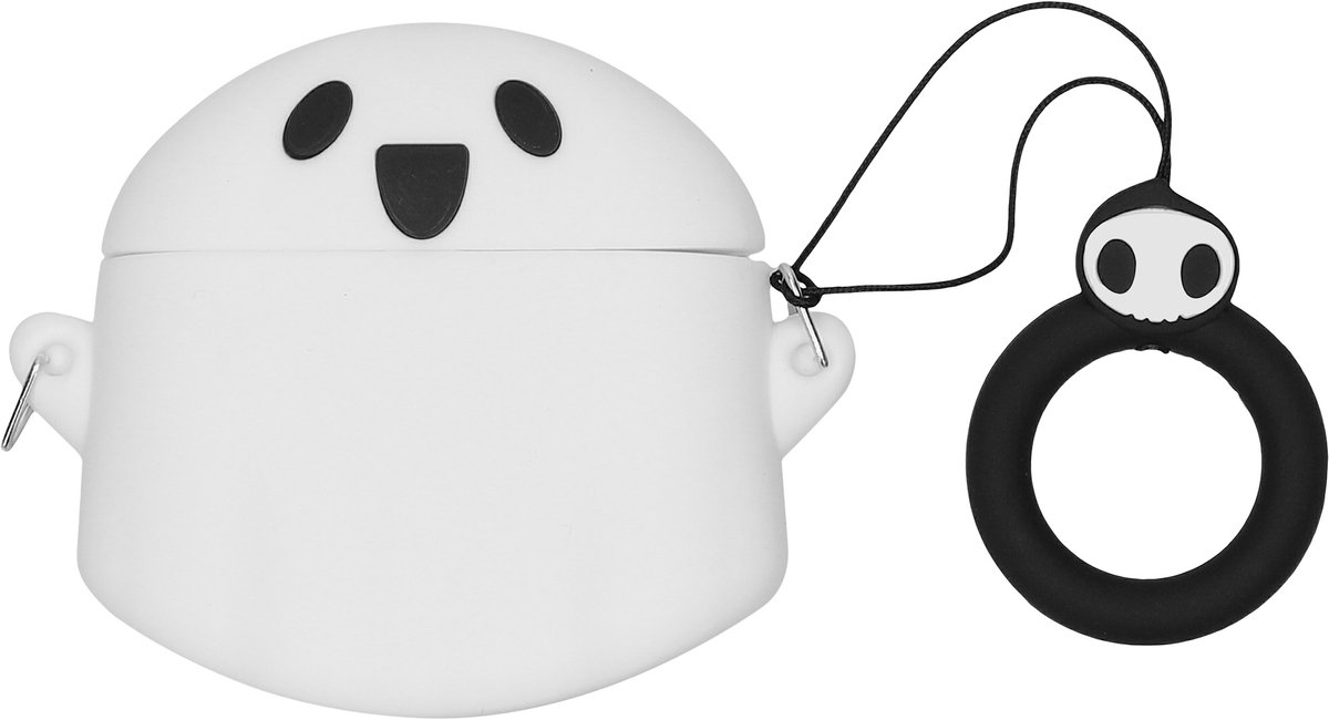 kwmobile Hoes geschikt voor Huawei FreeBuds SE2 / SE3 - Siliconen cover voor oordopjes in wit / zwart - Spookje design