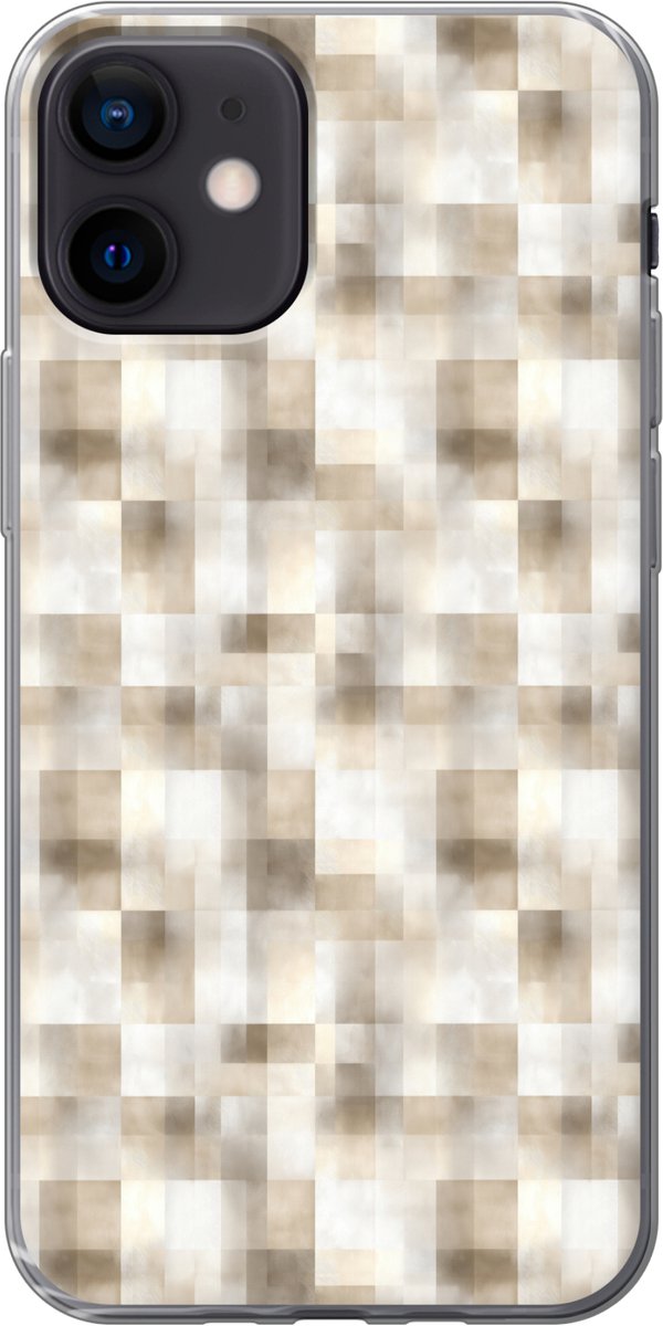 Telefoonhoesje Geschikt voor iPhone 12 mini hoesje - Textuur - Linnen - Beige - Siliconen Telefoonhoesje Telefoonhoesje