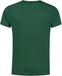 Achterkant van een donkergroen kort-mouwig sportshirt.