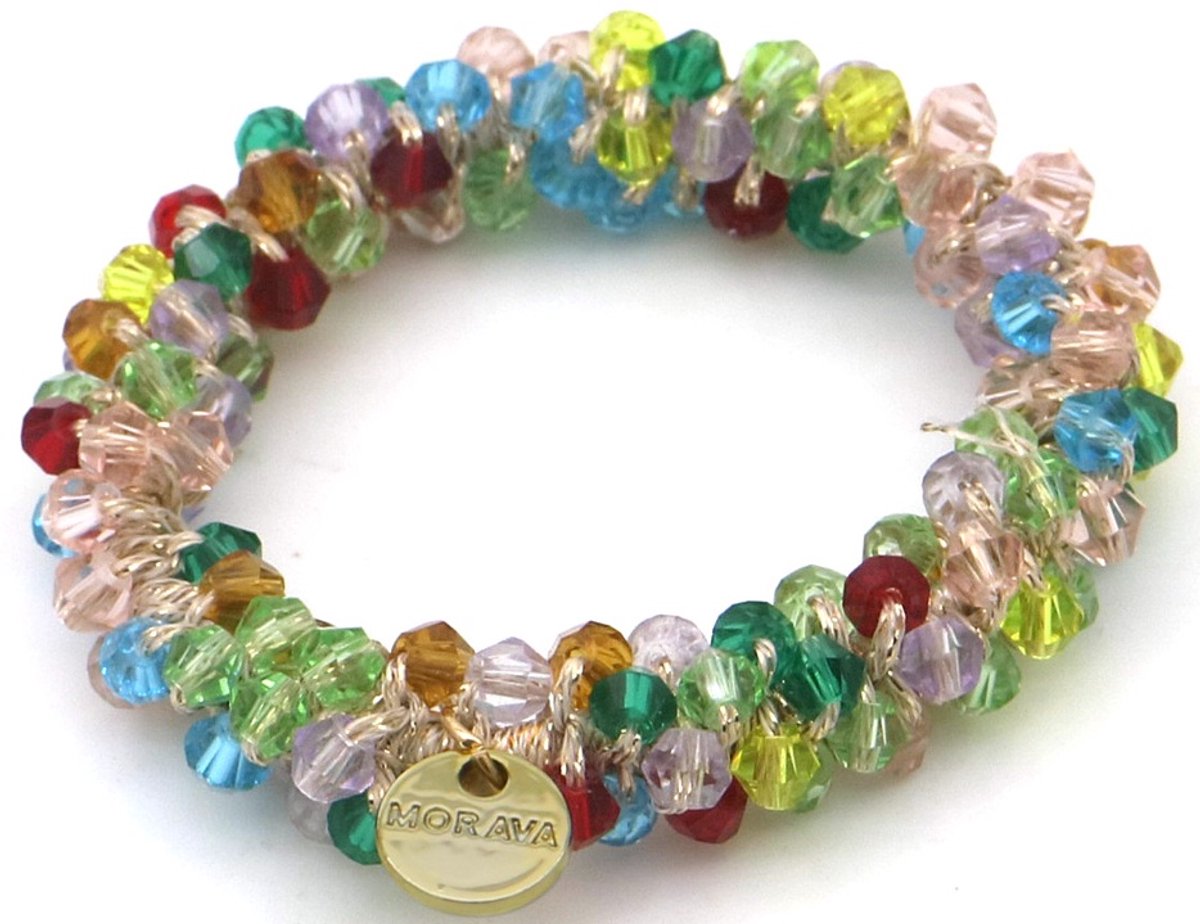 Haarelastiek - glas kralen - multicolor