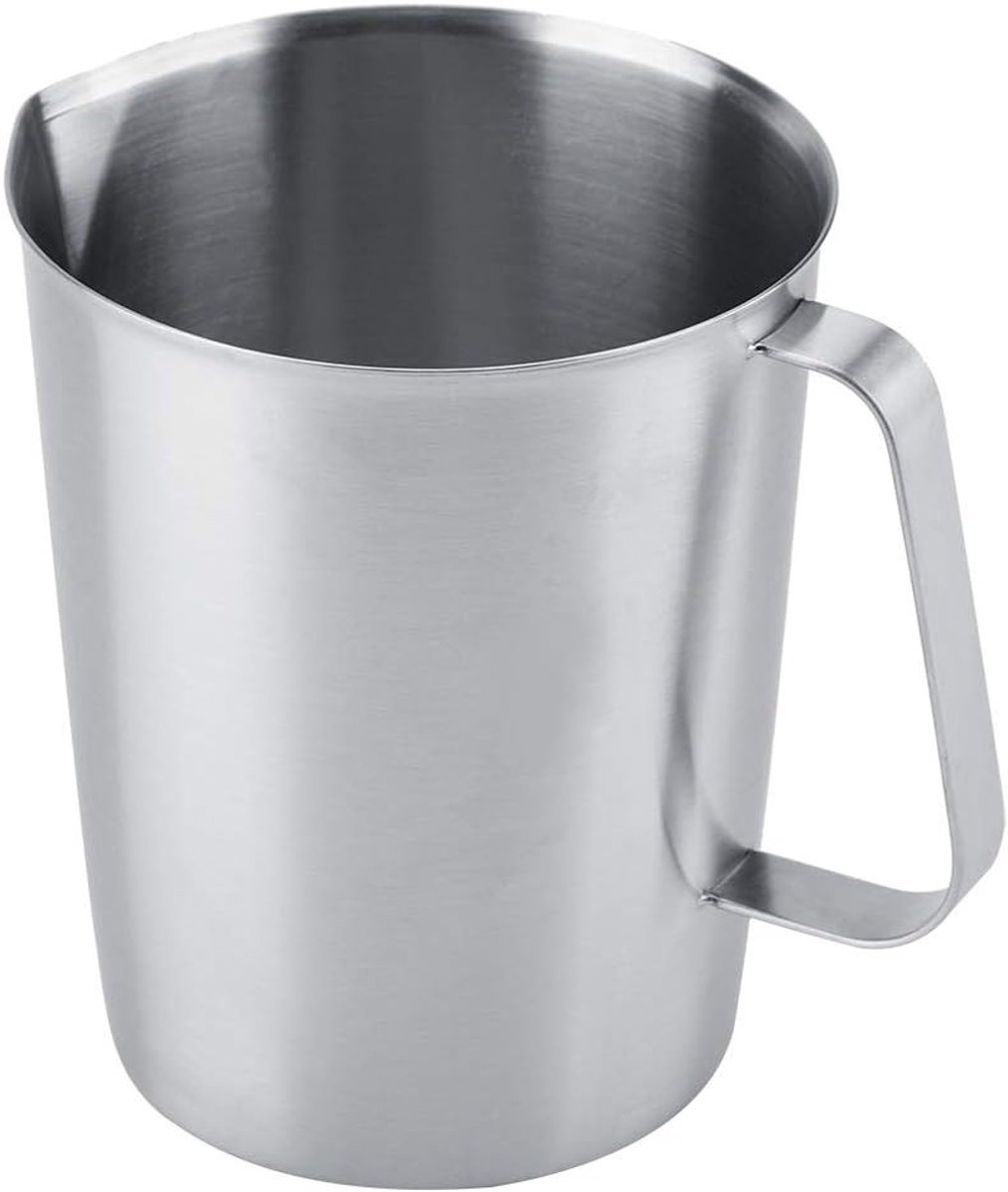 Grote RVS Melkopschuimer van 2000ML met Handvat voor Latte en Koffie Kunst, Duurzaam en Gebruiksvriendelijk