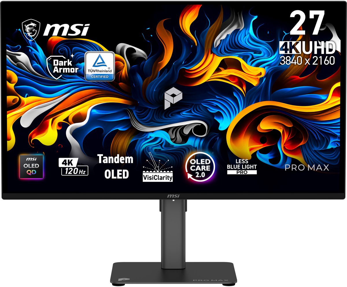 MSI PRO MAX 271UPX12G - 4K OLED Monitor - 120hz - USB-C 15W PD - 27 inch