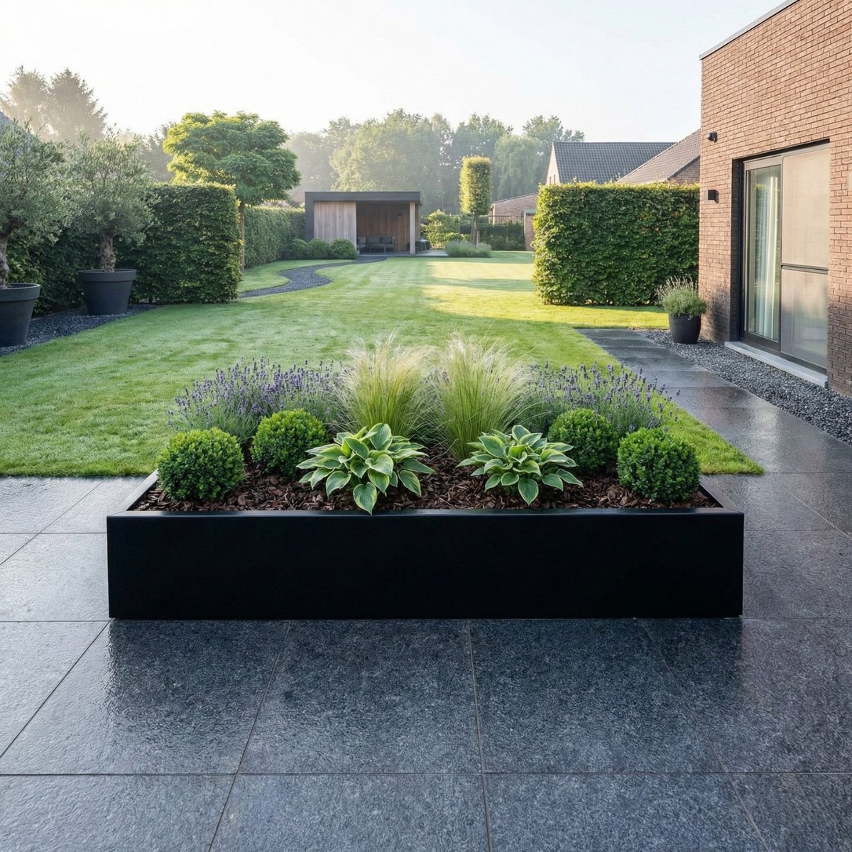STEAEL VARNI – Stalen Plantenbak – 200 x 120 x 40 cm – Zwart