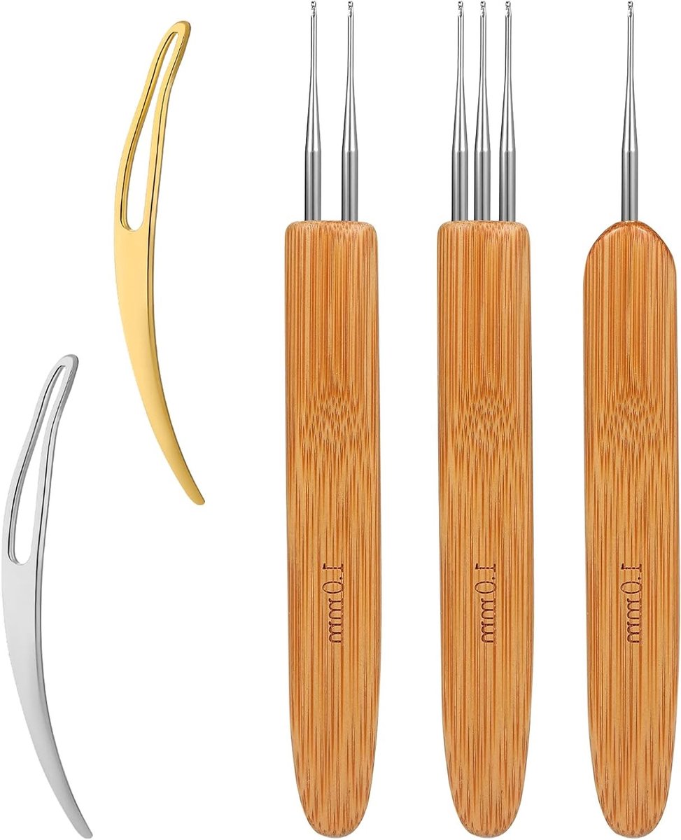 Dreadlock Haakset met 3 Verschillende Naalden voor Vlechten en DIY Haaraccessoires (1mm)
