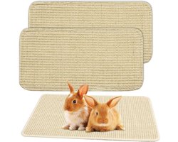 Natuurlijke Sisal Krabmat voor Konijnen en Knaagdieren - 2 Stuks, Zelfklevend, 20 x 40 cm, Perfect voor Kauwen en Spelen