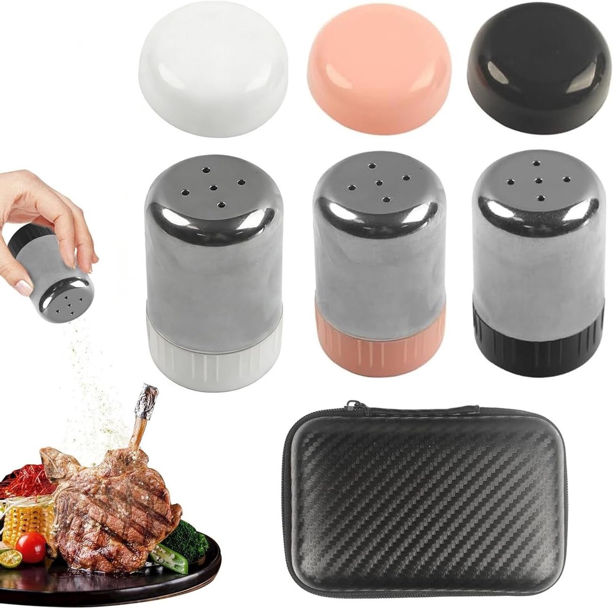 Mini Zoutstrooiers voor onderweg - RVS 20 ml - Ideaal voor Camping, Barbecues en Restaurants - Compacte Specerijverdeling