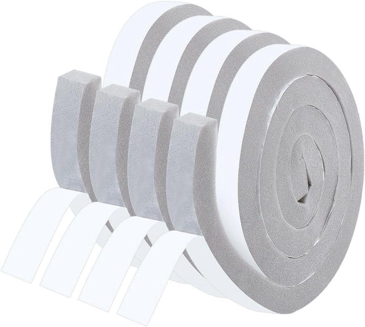 4 Stuks 8m Zelfklevende Raamafdichtstrip van Elastisch Schuim, Weerbestendige Deurkieren Sealer voor Geluiddemping en Stofbescherming, Grijs