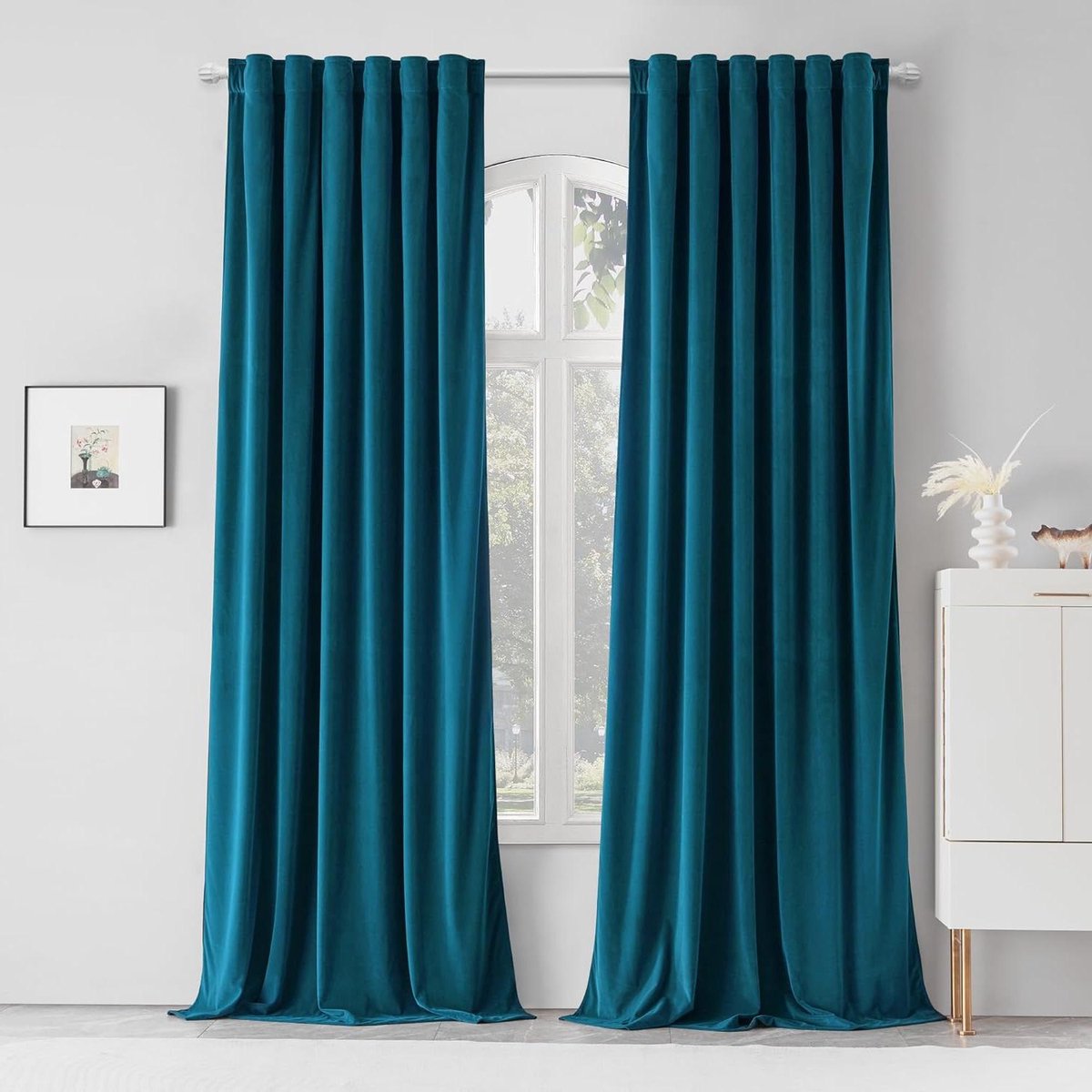 Fluwelen Gordijnen - Verduisterende Gordijnen Kamer - Privacy Creëren - Geluiddempend - 132 x 259 cm - Groenblauw