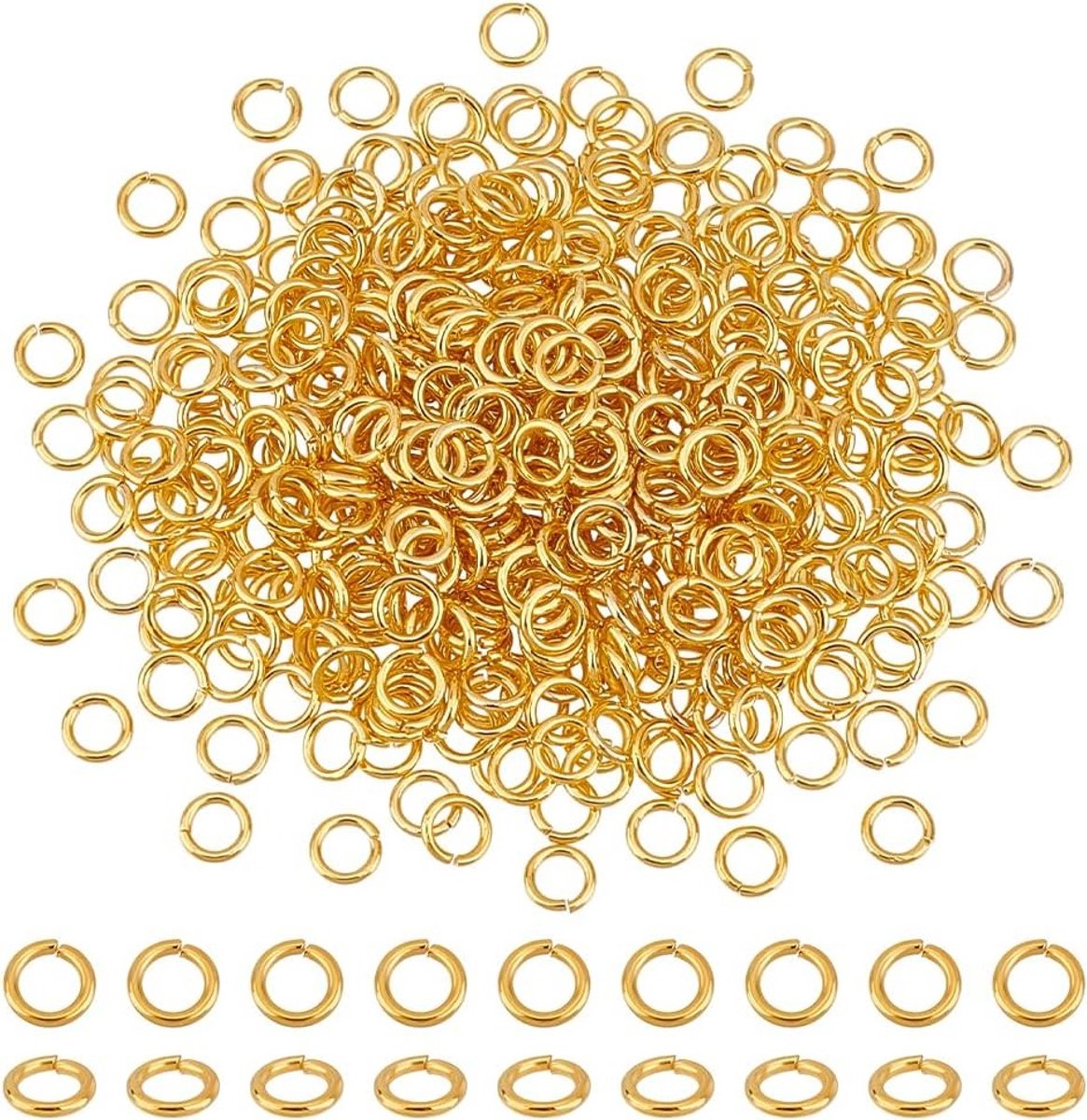 550 Stuks Messing Rings - Springringen en Sluitringen 6x1mm, Niet Gelast, Goudkleurig
