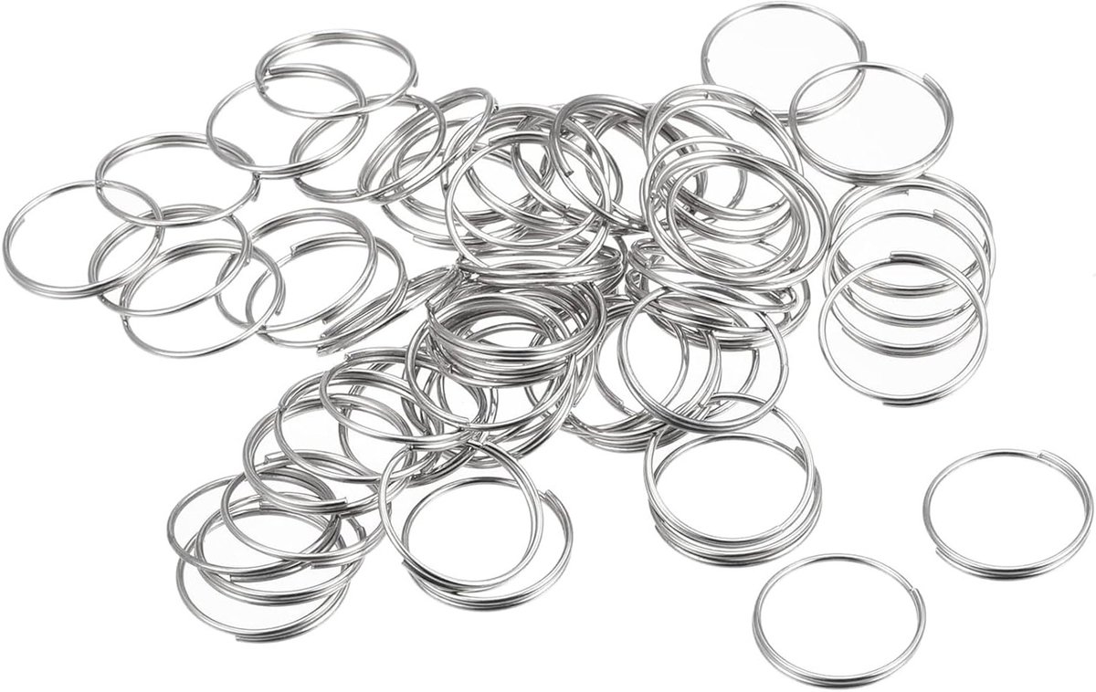 Dubbele Lussen Splitringen 15mm voor Sleutelhangers en DIY Creaties, Zilver, 48 Stuks, Handgemaakte Accessoires