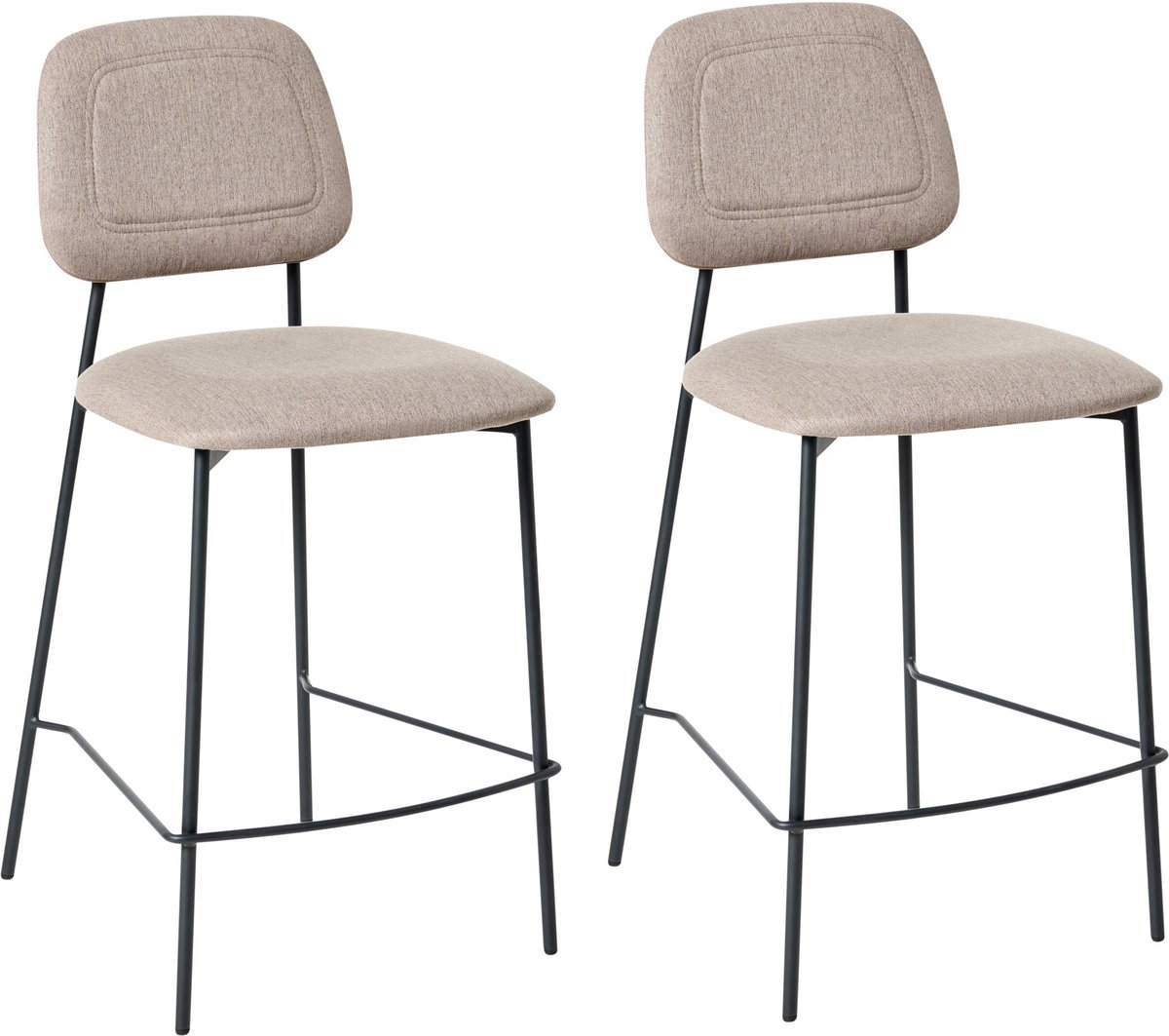 Beliani DUETTE - Barkruk set van 2 - Taupe - Kunstlinnen Beige