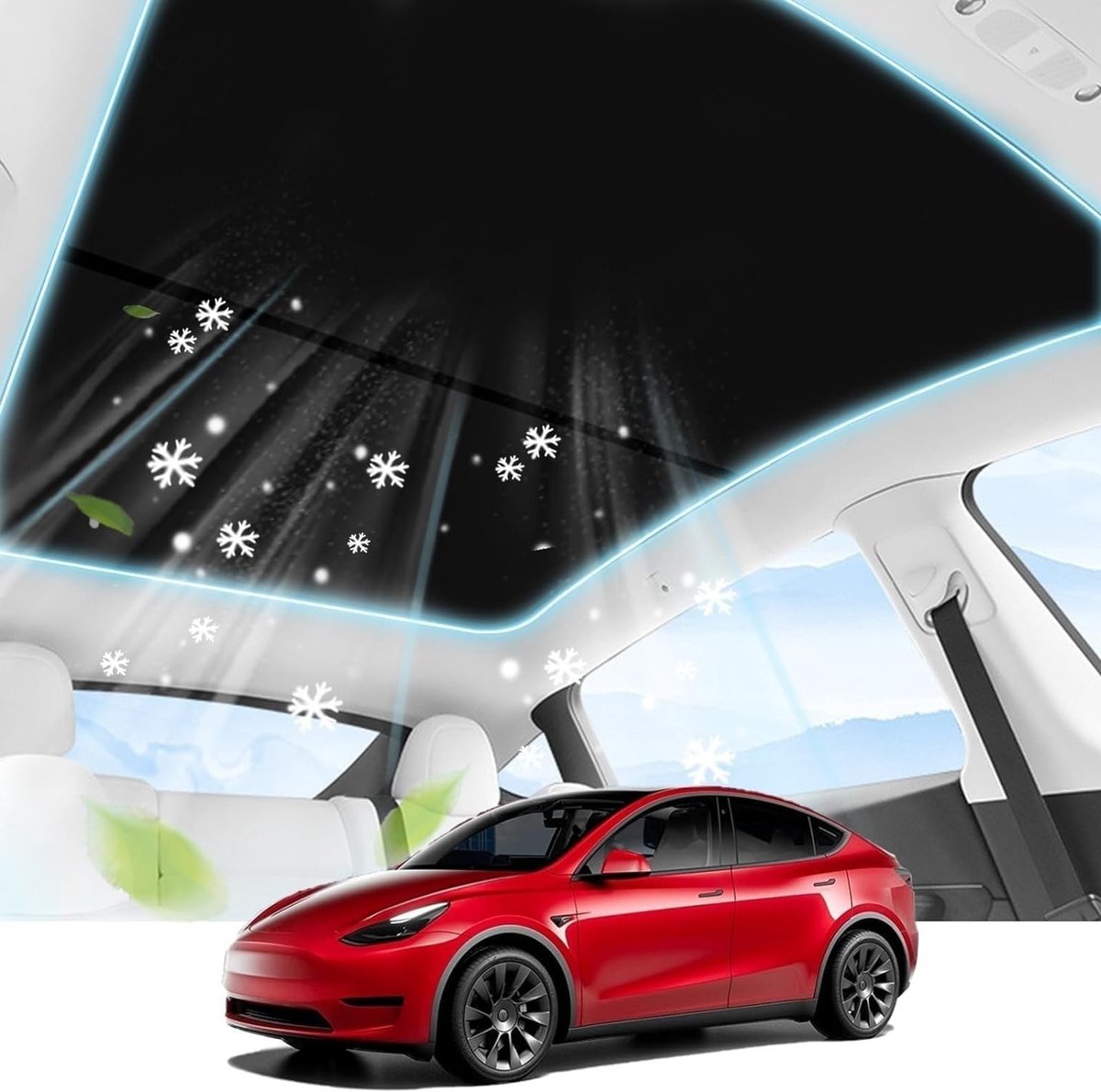 Zwarte Zonnehuif voor Tesla Model 3 en Model Y, UV-bescherming, Warmte-isolatie, Eenvoudige Installatie, Geschikt voor 2021-2023