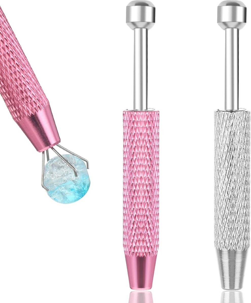 2pcs Piercing Ball Gripper Tools - Mini Gripper Pen - Roestvrij Stalen 4 Tands Klauw Pincet - IC Chips Grippers - Elektronische Componenten - Juwelen - Diamant - Kralen - Edelsteen Pincet - Roze
