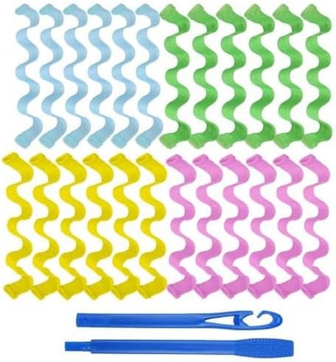 Spiraalvormige Haarkrulspelden - Hittevrije Krulrollen - Haar Krullen Zonder Hitte - Flexibele Hars en Kunststof - 30 cm - 4 Kleuren