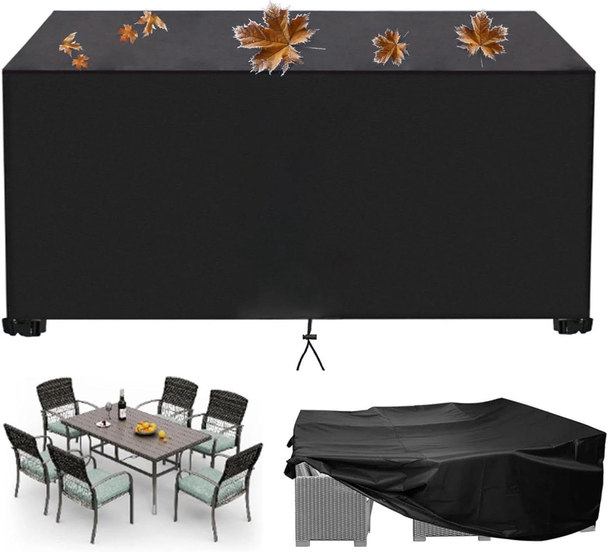 Tuinmeubelhoes - Terrasmeubelhoes Hoekbankhoes - Meubels Beschermen - Winddicht en UV-bestendig - 195x85x80 cm - Zwart