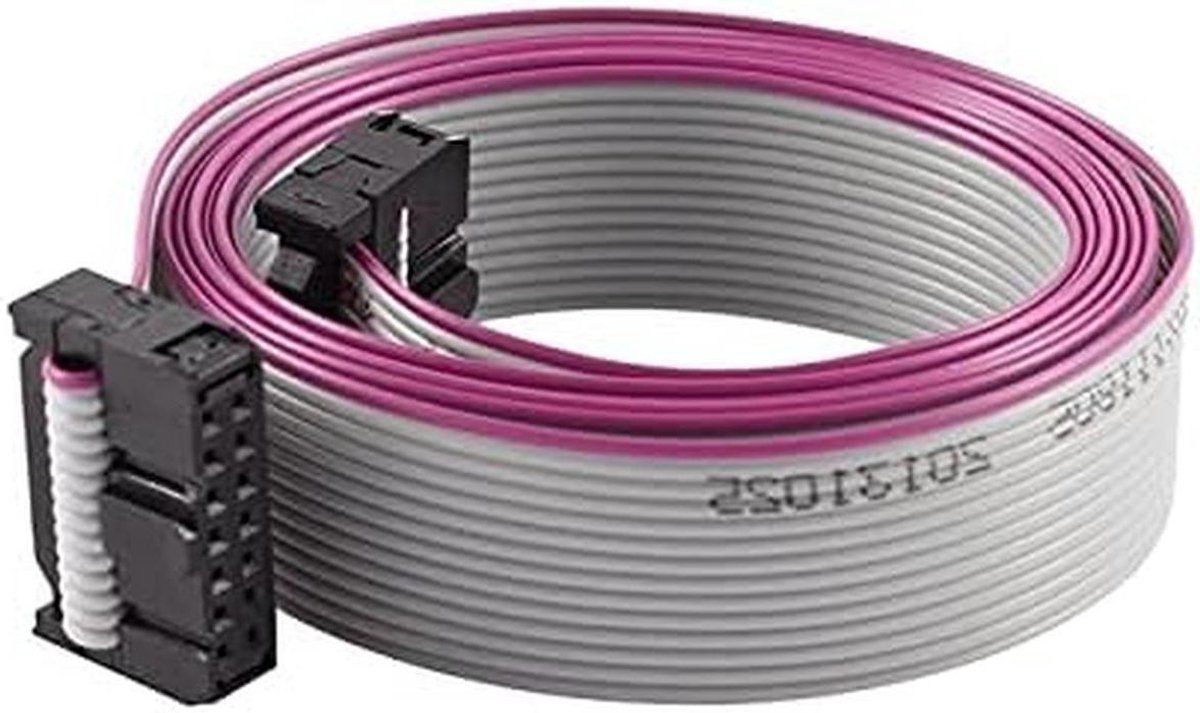 Platte Kabel - Verbindingskabel - Pelletkachel Aansluiten - 14-polige Connectoren - 110 cm - Grijs