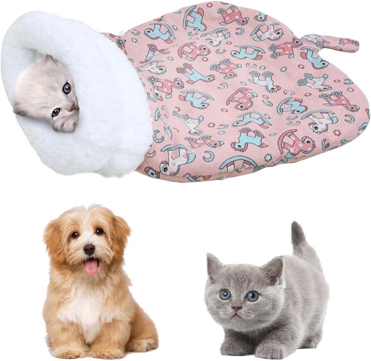 Katten Slaapzak - Kattenbed Warm - Dieren Comfort - Warmte Opslaand Ontwerp - 43 x 35 cm - Roze