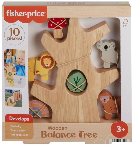 Fisher-Price Houten balansboom, stapelspeelgoed voor kinderen