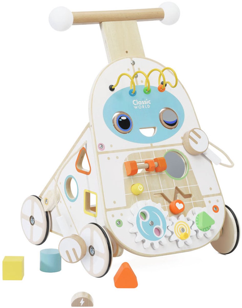 Classic World houten baby loopwagen - educatief speelgoed multicolor.