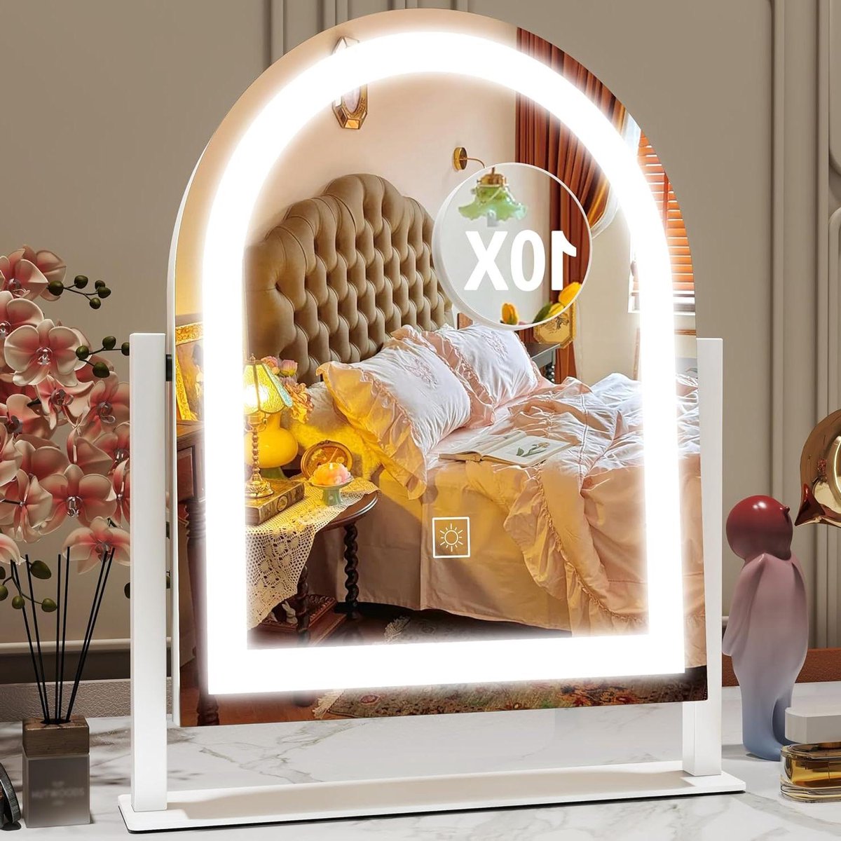 Verlichte Make-upspiegel - Cosmeticaspiegel LED - Perfecte Make-up Aanbrengen - Drie Kleurtemperaturen - 38 x 33 cm - Wit