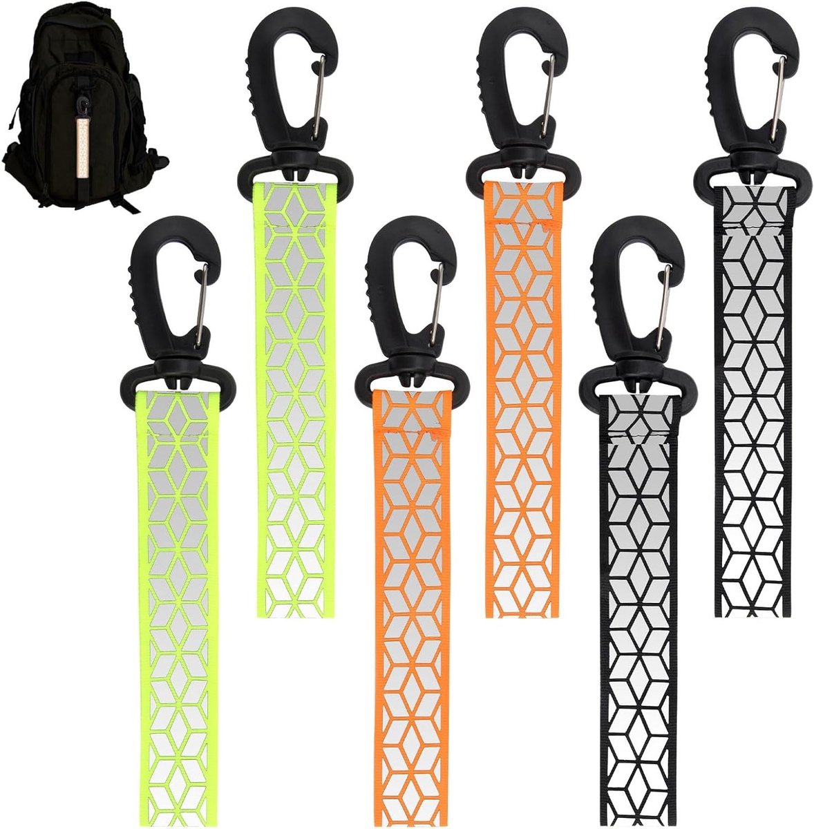 Set van 6 Reflectoren voor Trailer en Kleding, Veiligheidsreflectoren voor Schooltassen en Kinderen, Polyester Materiaal, Maat M
