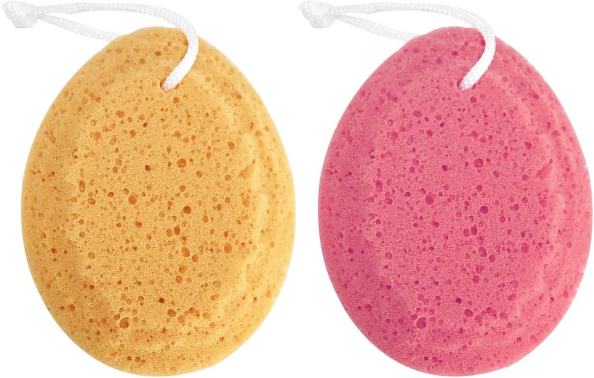 Set van 2 Bad Sponsen met Trekkoord, Peeling Douche Spons voor Mannen en Vrouwen, Badaccessoires voor Koppels en Ontspanning