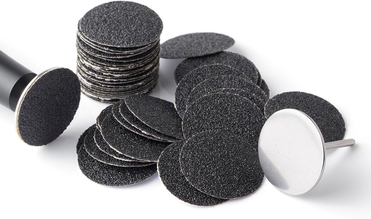 50 Stuks Vervangende Voetvijl met Schuurdisc, Zelfklevende Pedicure Pads voor Eeltverwijdering, Gescheurde Hielen en Dode Huid, 80 Grit, φ25mm, Voetverzorging en Pedicure Tool
