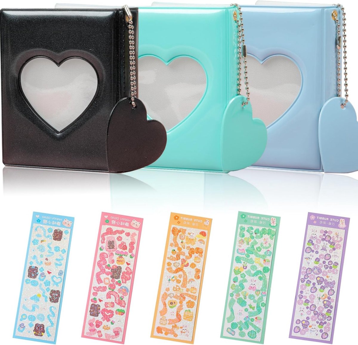 Mini Foto Album Set van 3, Kleine Kpop Foto Kaart Binder, Foto Kaart Houder, Compact en Handig voor Verzamelingen, Zwart, Groen, Blauw