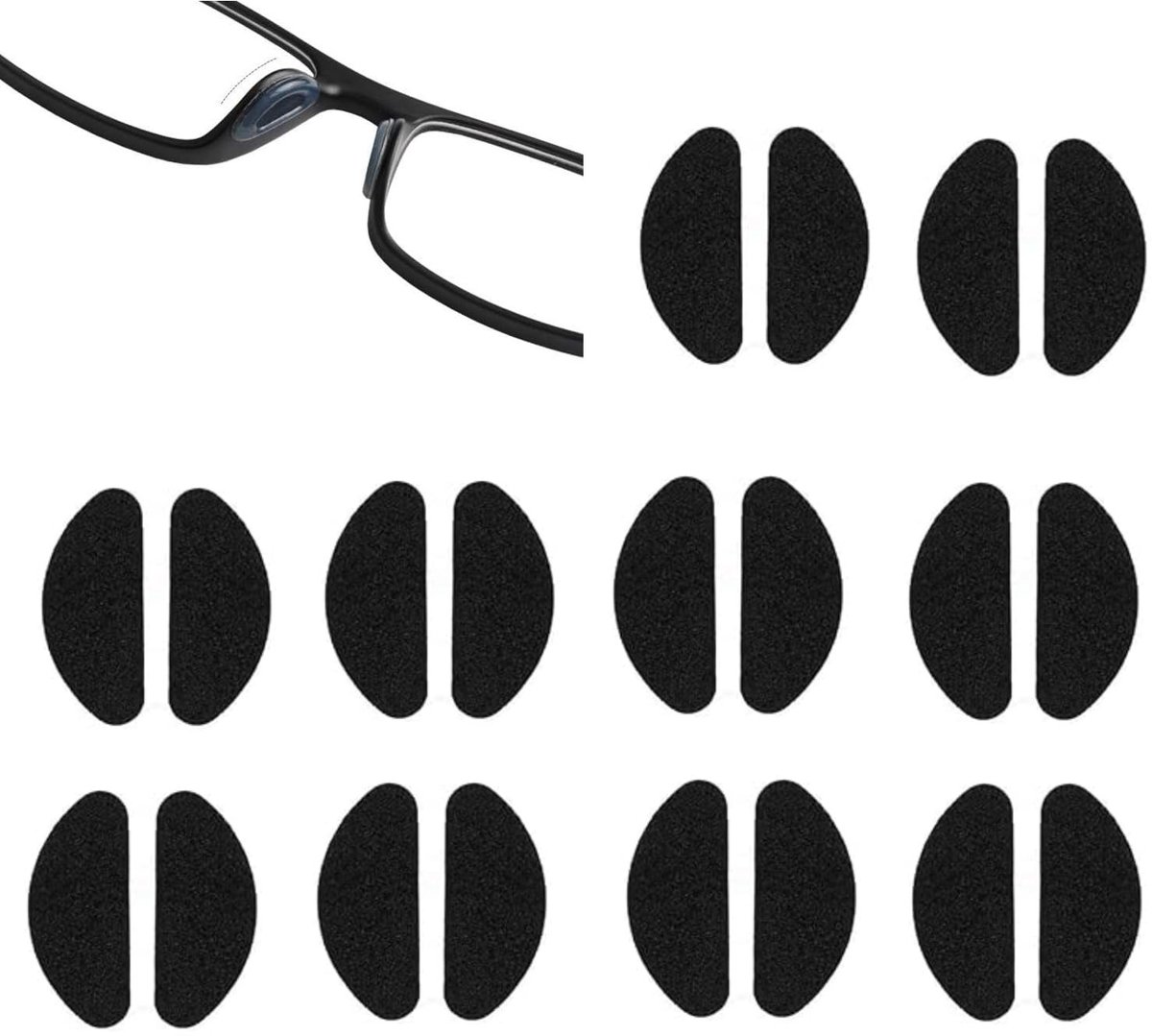 Dailygoods - Dailygoody - Neuspads - Siliconen brillenpads - Zachte anti-slip neuspads - Zwart - Zelfklevende neuspads voor brillen - Geschikt voor zonnebrillen -