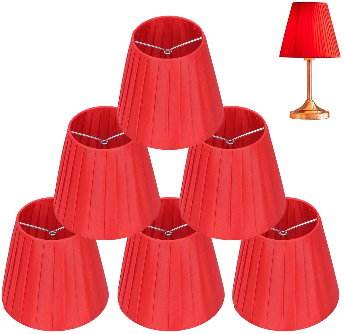 Dailygoods - Dailygoody - Lampenkappen voor tafellamp - 6 stuks - Bescherming voor kwetsbare lamp - Rood - Goede lichtdoorlatendheid - Geschikt voor wandlamp