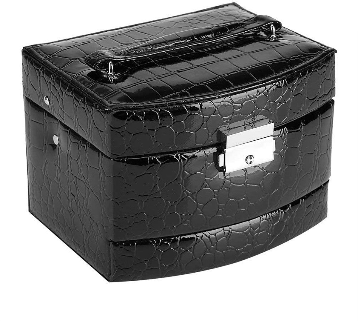 Dailygoods - Dailygoody - Sieradenbox - Lockable - Modern - Zwart - Juwelendoos - Perfect voor Organisatie - Inclusief Spiegel
