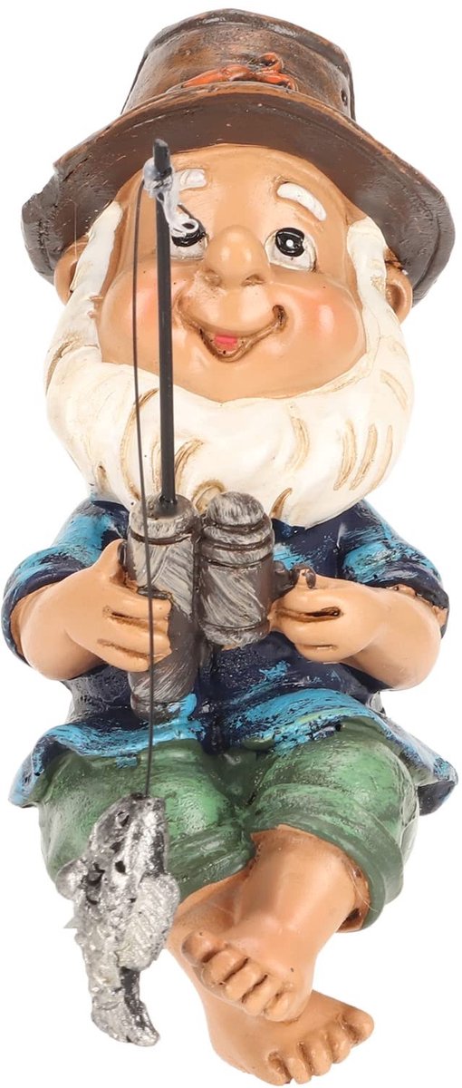 Dailygoody - Garden Gnome Vissen op Vijver - Buitengazondecoratie - UV-bestendig - Meer kleuren - Tuinbeeldje - Perfect voor buitenruimtes