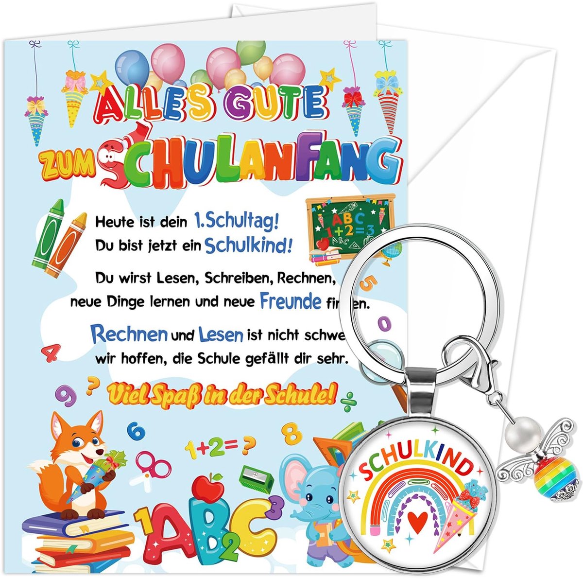 Dailygoods - Dailygoody - Eindelijk kinderen schoolpapier - Eerste schooldag - Geschenk voor kinderen - 20,8 x 16,6 x 1,3 cm - Afstuderen - Beschermengel - Geschik..