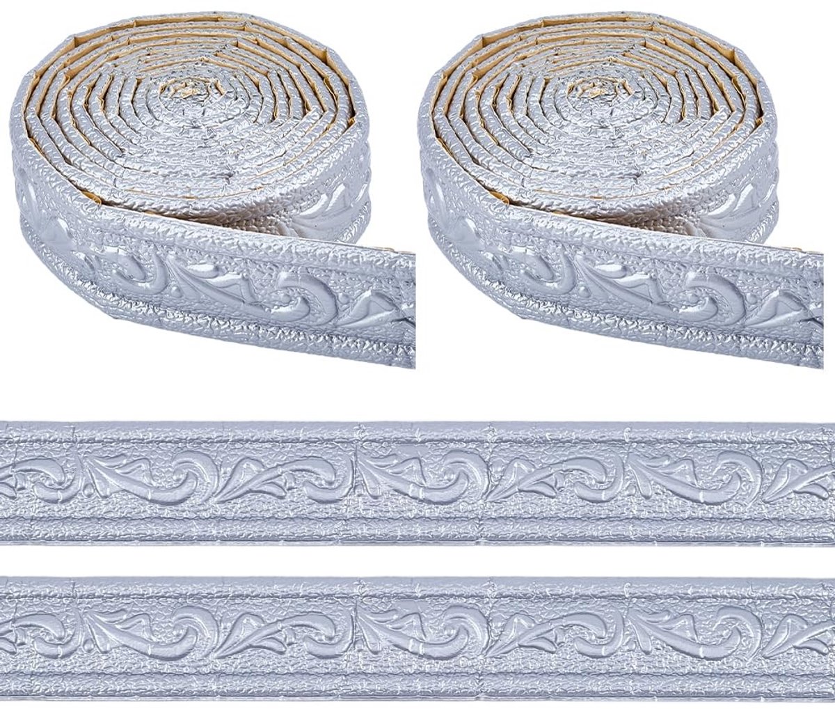 Dailygoods - Dailygoody - 3D Foam Sierlijst - Zelfklevend Decoratief Muurafwerking - Zilvergrijs - Muurdecoratie - Eenvoudige installatie - Geschikt voor thuis - K