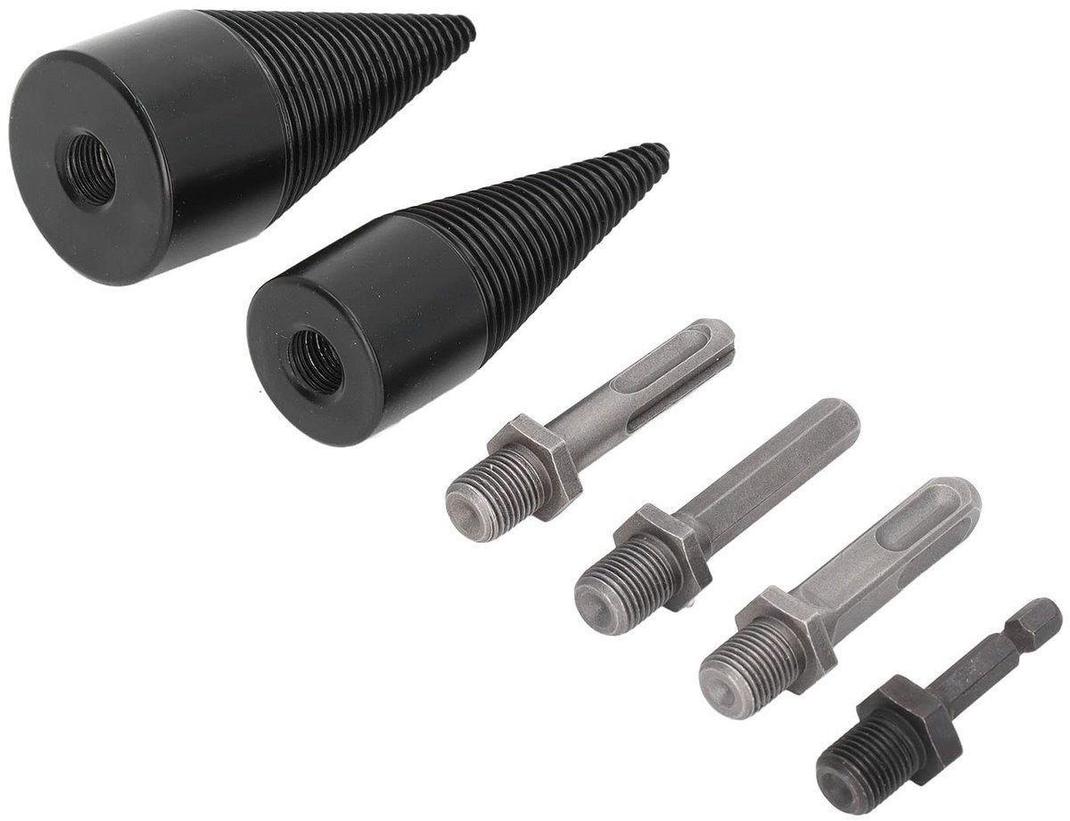 Dailygoods - Dailygoody - Houtkloverboor Set - Kegelboor - Eenvoudig in gebruik - Zware kwaliteit - Splijtkegel - Voor aanmaakhout - 6 delige set