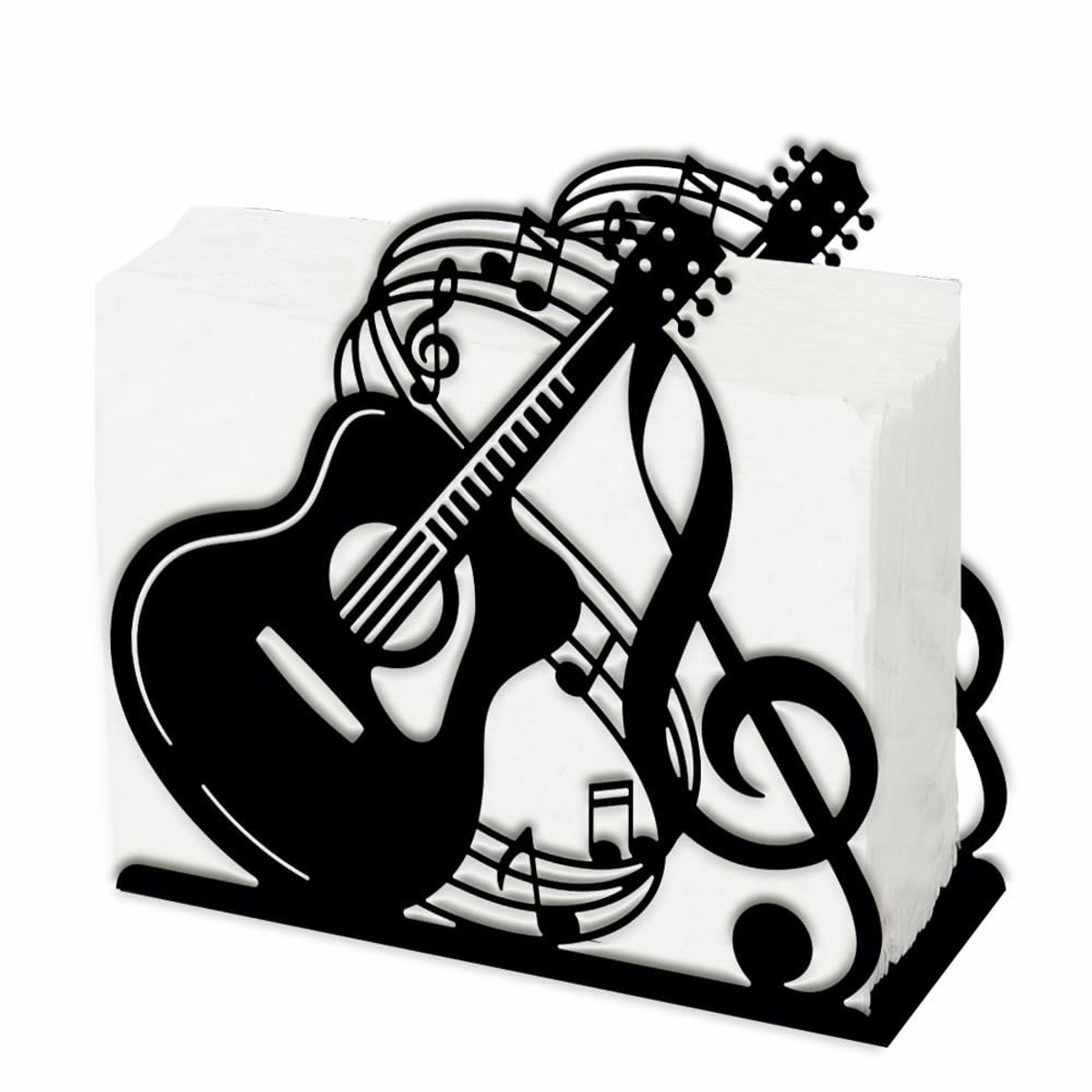 Dailygoods - Dailygoody - Gitaar Servethouder - Bladmuziek Design - Praktische Decoratie - Zwart Ijzer - Servetstandaard - Geschikt voor Keuken en Restaurant - Uni...