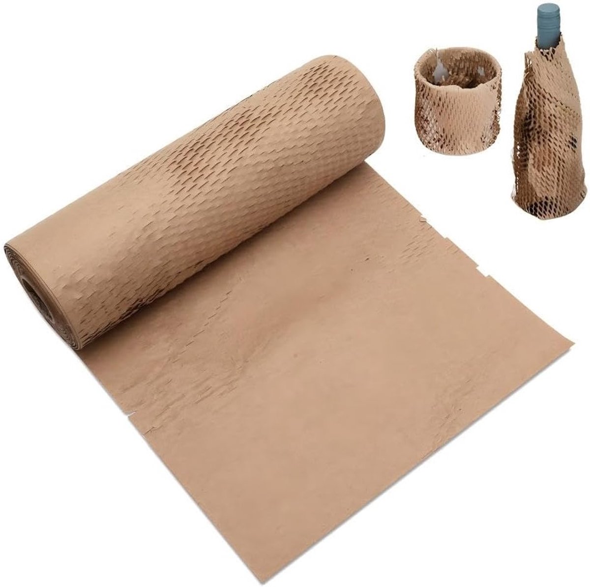 Verpakking papier met honingraatstructuur, 38 x 500 cm, bruin kraftpapier, ideaal voor verzending en verhuizing, duurzaam vulmateriaal en beschermend verpakkingsmateriaal