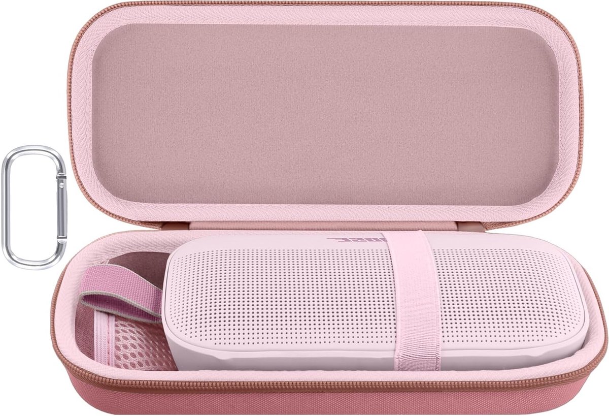 Draagbare Bluetooth Speaker Hoes voor Bose SoundLink Flex 2e Generatie, Hard en Beschermend, Reis Etui, Roze, Ideaal voor Bescherming en Mobiliteit