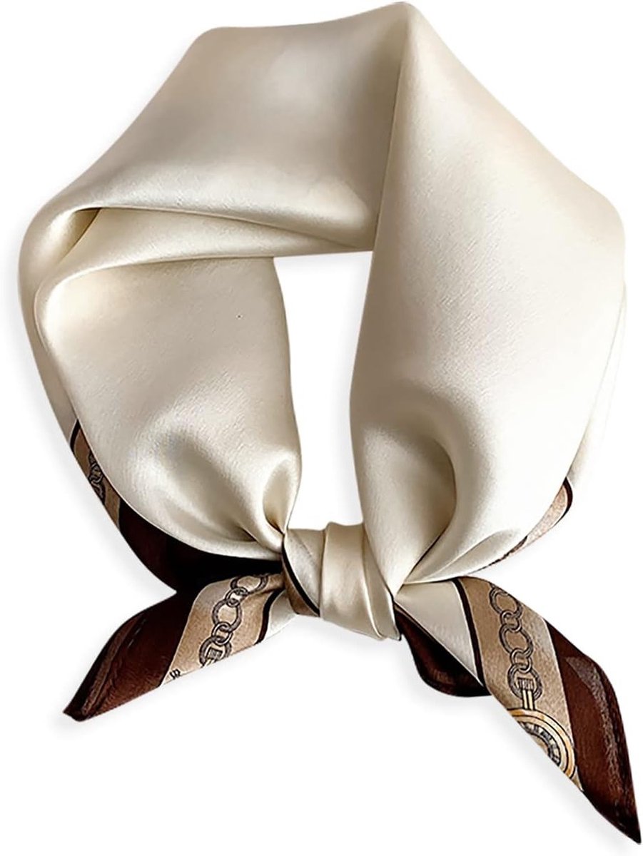 Zijde Sjaal voor Dames, Kleine Vierkante Vintage Sjaals met Print, Lichtgewicht en Zacht Neckerchief voor Mode en Accessoires, Wit, One Size