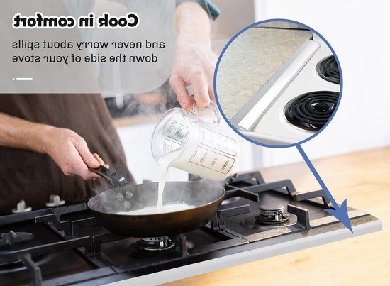 Keuken Silicone Stove Gap Covers, 2 Pack Werkblad Rand Strip, 21 Inch Lange Kloofvuller, Makkelijk Schoonmaken en Warmtebestendig, Sluit Kloof Tussen Aanrecht, Fornuis en Oven (Wit) — afbeelding 3