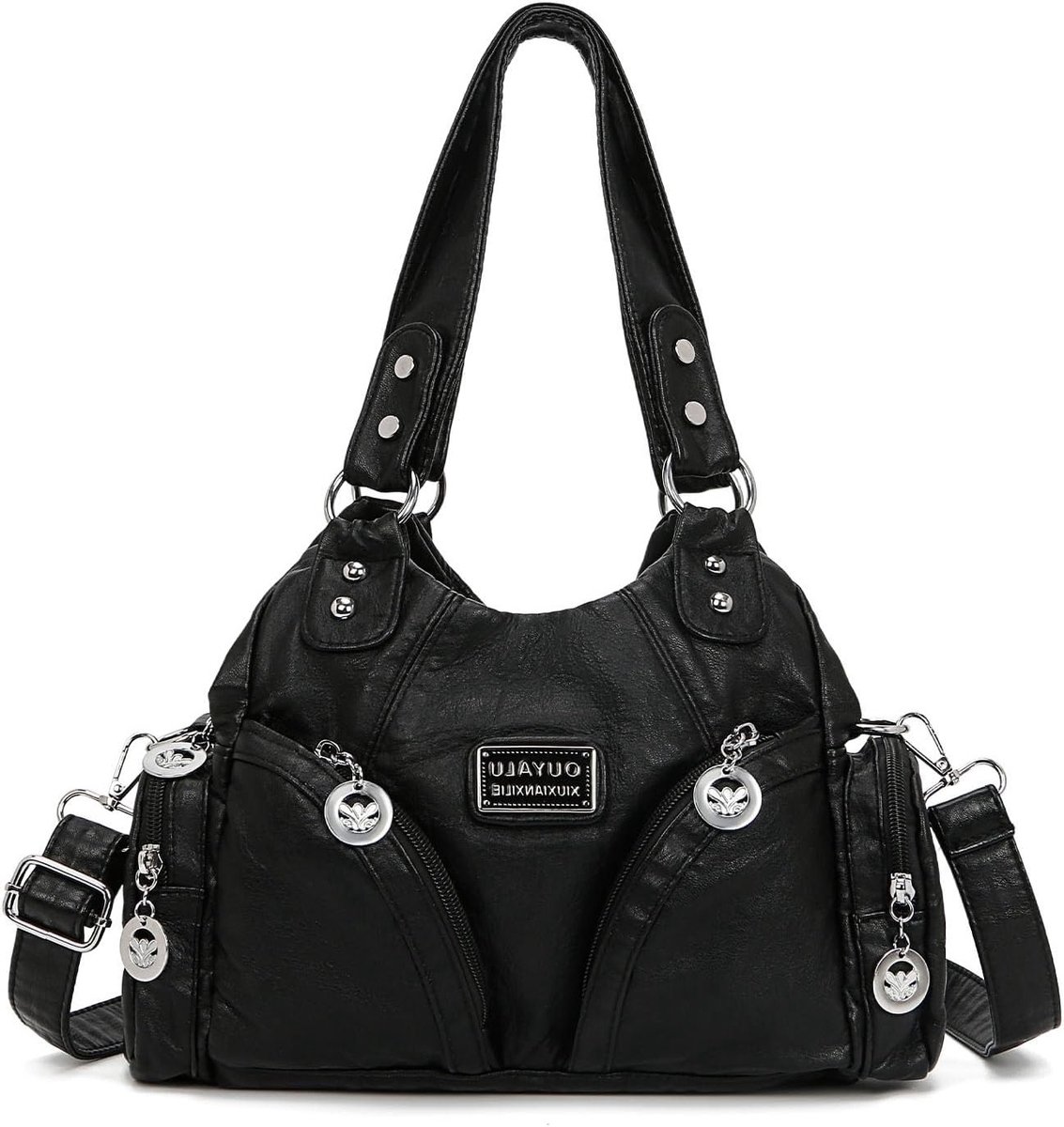 Vintage Soft Leather Handbag voor Vrouwen, Kleine Schoudertas met Veel Vakken, Retro Oboe Tas voor Moederlijke Punkstijl
